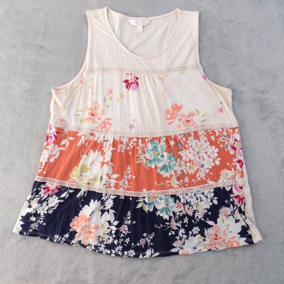 LC Lauren Conrad Top Large Patchwork Pastel Cottage Coastal (BUNDLE PRICE $5) - Picture 1 of 5